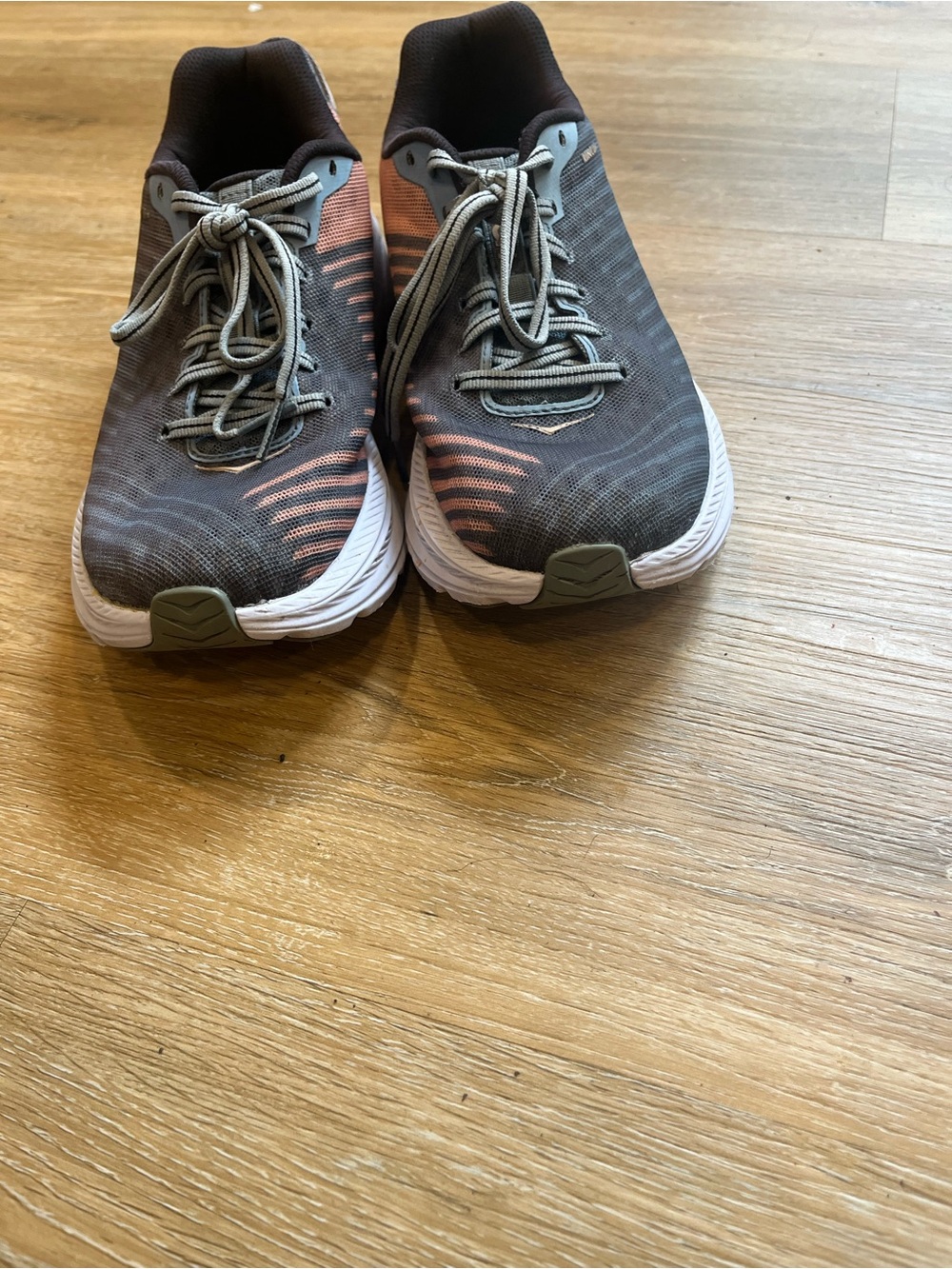 Hoka Women's Slate Gray and Peach Performance Running Shoe (send offer) - Picture 2 of 8